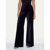 Jigsaw Velvet Textured Wide Leg Trousers Navy
