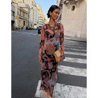 Never Fully Dressed Mesh Paisley Slash Neck Midaxi Dress Multi