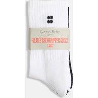 Sweaty Betty 2 Pack Cotton Rich Pilates Crew Gripper Socks White Mix