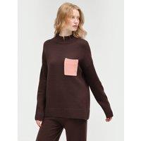 Chinti & Parker Wool Rich Roll Neck Pocket Detail Sweatshirt Dark Brown