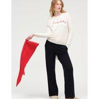 Chinti & Parker Wool Cashmere Slogan Crew Neck Jumper Cream