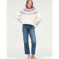 Chinti & Parker Fairisle Wool Cashmere Crew Neck Jumper Cream