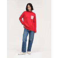 Chinti & Parker Wool Rich Roll Neck Pocket Detail Sweatshirt Red