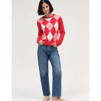 Chinti & Parker Wool Rich Argyle Crew Neck Jumper Red