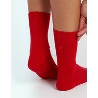 Chinti & Parker Knitted Plain Ankle Socks with Wool Red
