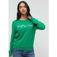 Chinti & Parker Wool Rich Christmas Slogan Jumper with Cashmere Green