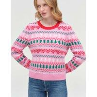 Chinti & Parker Fairisle Crew Neck Jumper with Wool Pink