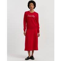 Chinti & Parker Wool Cashmere Slogan Crew Neck Jumper Red