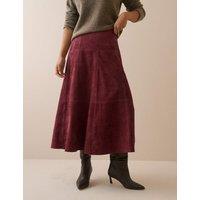Nobody's Child Suede Seam Detail Midi A-Line Skirt Dark Purple