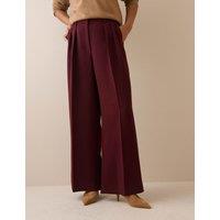 Nobody's Child Crepe Pintuck Wide Leg Trousers Red