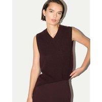 Jigsaw Pure Cashmere V-Neck Knitted Vest Burgundy