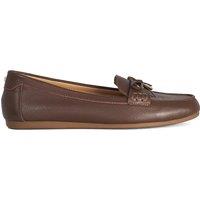 Dune London Leather Bow Flat Loafers Brown