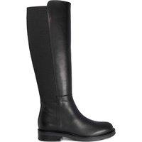 Dune London Leather Block Heel Round Toe Knee High Boots Black