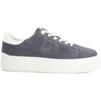 Dune London Leather Lace Up Trainers Dark Grey