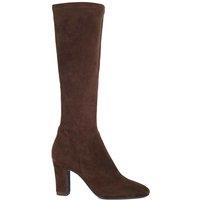 Dune London Wide Fit Suede Block Heel Knee High Boots Brown