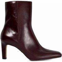 Dune London Wide Fit Leather Square Toe Ankle Boots Burgundy