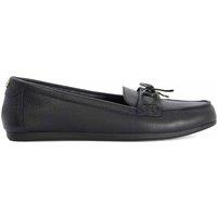 Dune London Leather Bow Flat Loafers Black