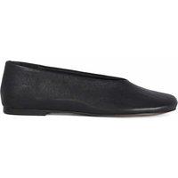 Dune London Leather High Cut Round Toe Ballet Pumps Black