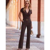 SOSANDAR Pintuck High Waisted Kickflare Trousers Chocolate