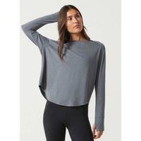 Lilybod Clare Vintage Washed Slub Long Sleeve Top Medium Green