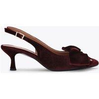 Kurt Geiger Velvet Bow Kitten Heel Slingback Shoes Red