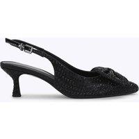 Kurt Geiger Sparkle Bow Kitten Heel Pointed Court Shoes Black