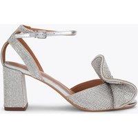 Kurt Geiger Sparkle Ankle Strap Block Heel Shoes Silver