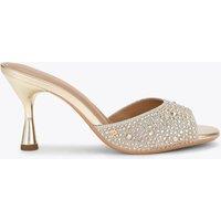 Kurt Geiger Sparkle Flared Heel Open Toe Mules Silver