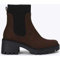 Kurt Geiger Suede Block Heel Round Toe Ankle Boots Brown