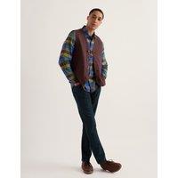 Seasalt Cornwall Linen Rich Herringbone Waistcoat Dark Brown
