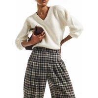 River Island Checked Elasticated Waist Straight Trousers Brown Mix