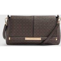 River Island Faux Leather Monogram Shoulder Bag Chocolate