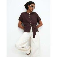 River Island Belted Cardigan Chocolate