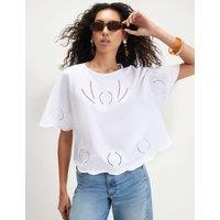 River Island Embroidered Angel Sleeve T-Shirt White Mix