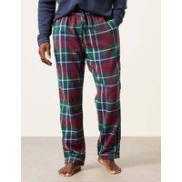FatFace Pure Cotton Checked Pyjama Bottoms Burgundy Mix