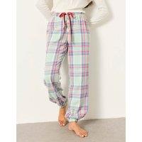FatFace Pure Cotton Checked Pyjama Bottoms Green Mix