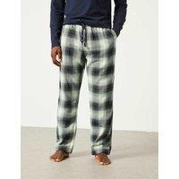 FatFace Pure Cotton Checked Pyjama Bottoms Green Mix