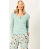 FatFace Pure Cotton Henley Pyjama Top Green