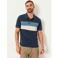 FatFace Clifton Colour Block Pure Cotton Pique Polo Navy Mix