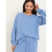 FatFace Pure Cotton Henley Lounge Top Blue