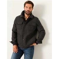 FatFace Wool Blend Checked Barn Jacket Grey Mix