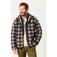 FatFace Checked Zip Up Fleece Navy Mix