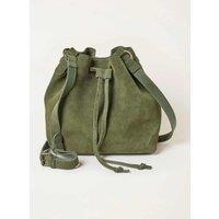 FatFace Suede Drawstring Bucket Bag Green
