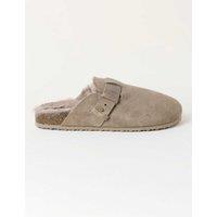 FatFace Suede Faux Fur Lined Mule Slippers Natural