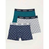 FatFace 3pk Cotton Stretch Boxers Teal Mix