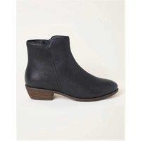 FatFace Leather Block Heel Ankle Boots Black