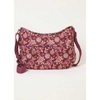 FatFace Canvas Floral Print Cross Body Bag Burgundy Mix