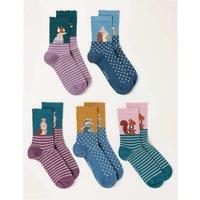 FatFace 5 Pack Woodland Cotton Rich Socks Multi