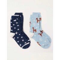 FatFace 2 Pack Ankle High Socks Blue Mix