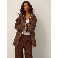 Monsoon Suedette Funnel Neck Jacket Brown